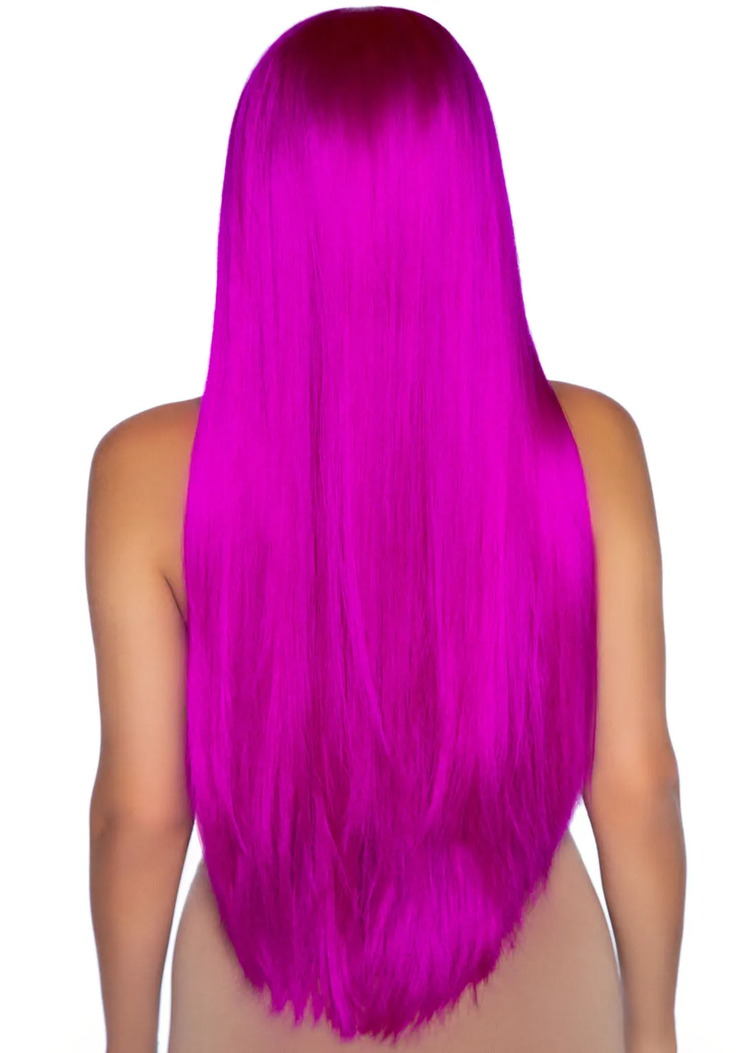 33 Inch Long Straight Center Part Wig Raspberry