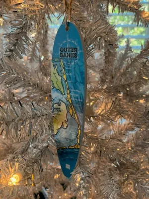 8" Small OBX Map Surfboard Ornaments