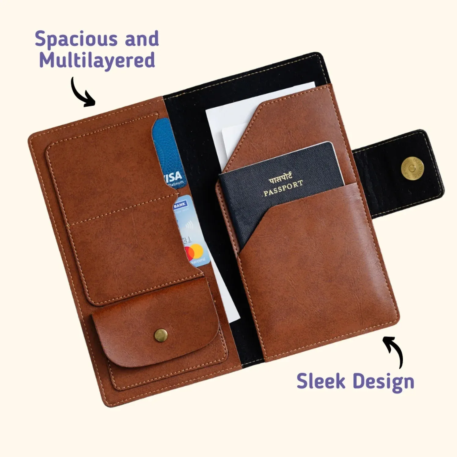 Adventure Await Printed Indian Travel Wallet - Brown