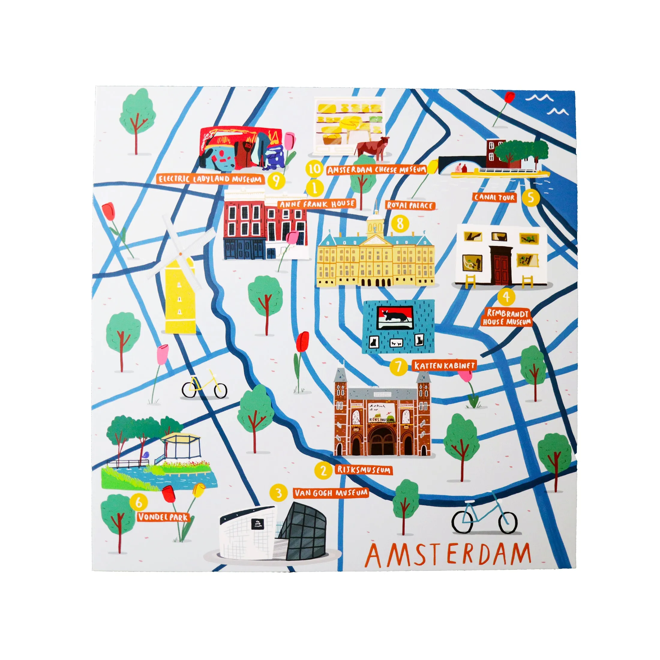 Amsterdam Waterproof Stickers Activity Set Reusable Map Guide
