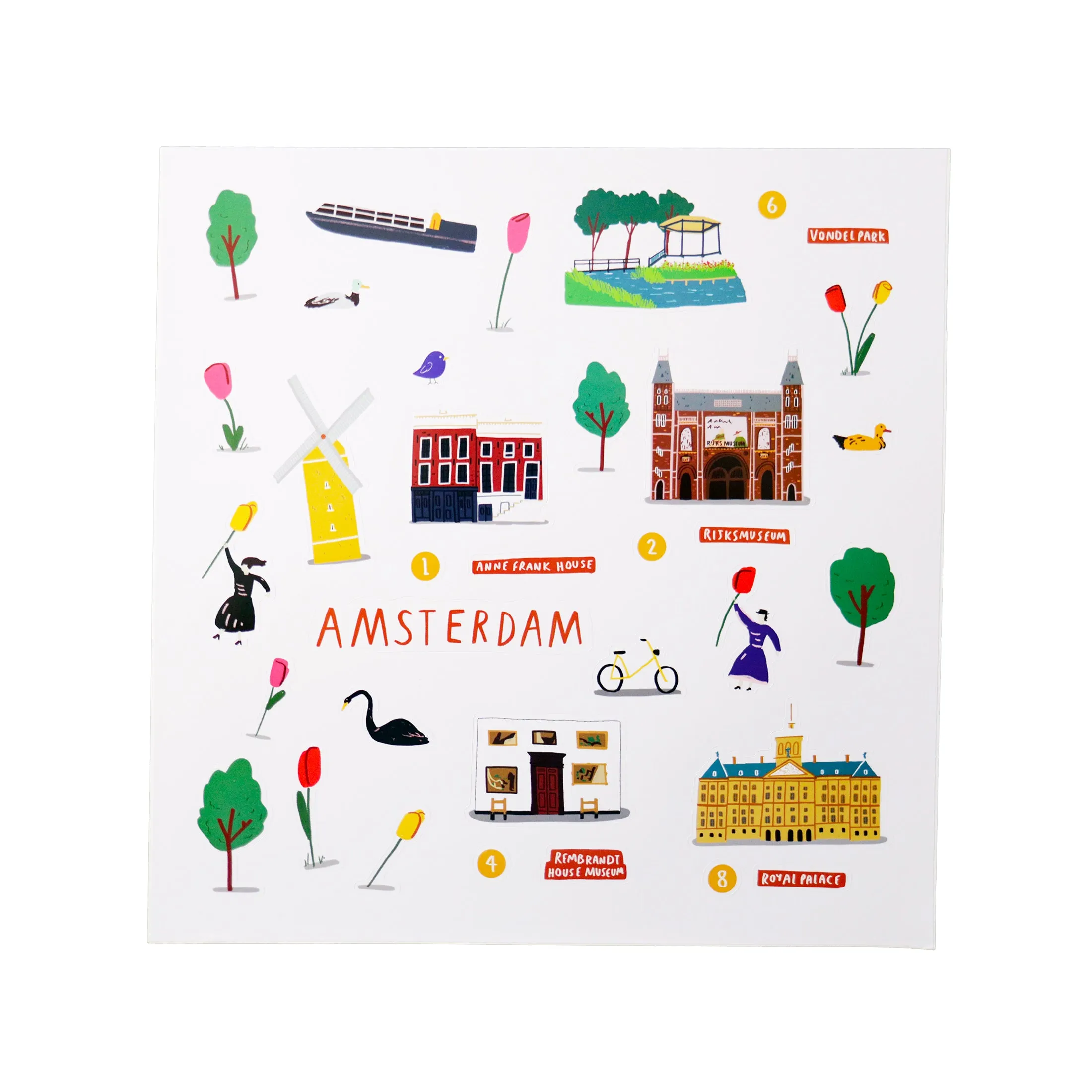 Amsterdam Waterproof Stickers Activity Set Reusable Map Guide