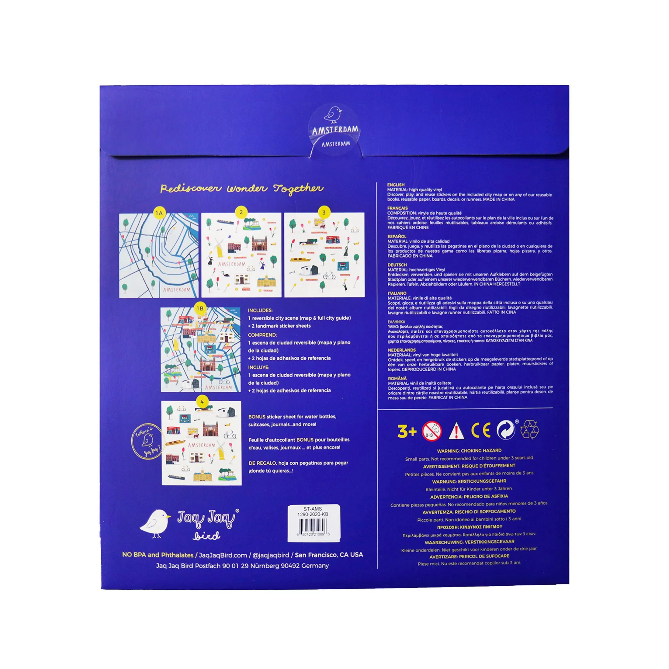 Amsterdam Waterproof Stickers Activity Set Reusable Map Guide