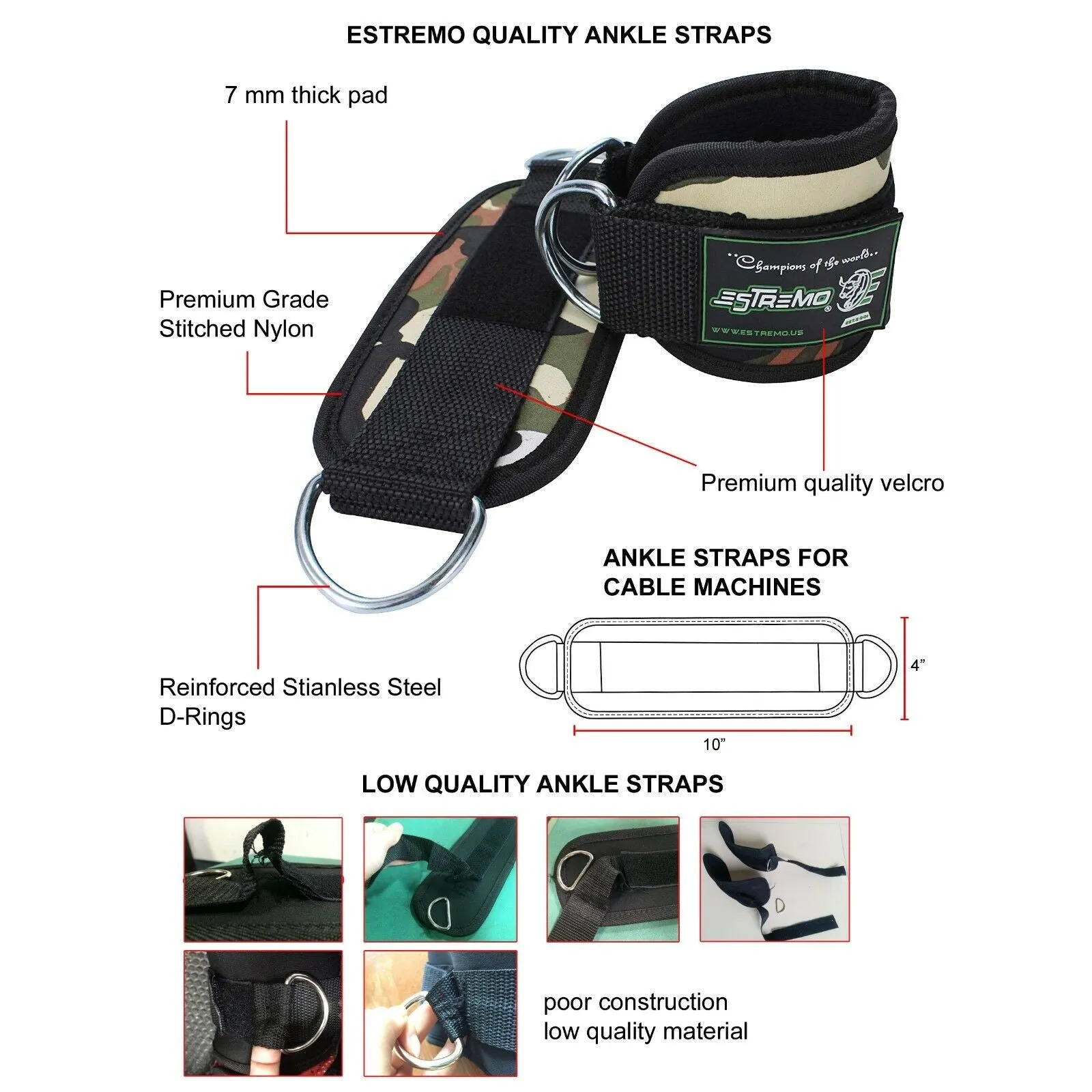 Ankle Straps for Cable Machine - Camouflage