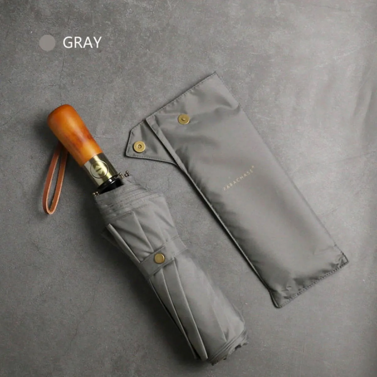 Automatic Folding Umbrella - Elegant Wooden Handle