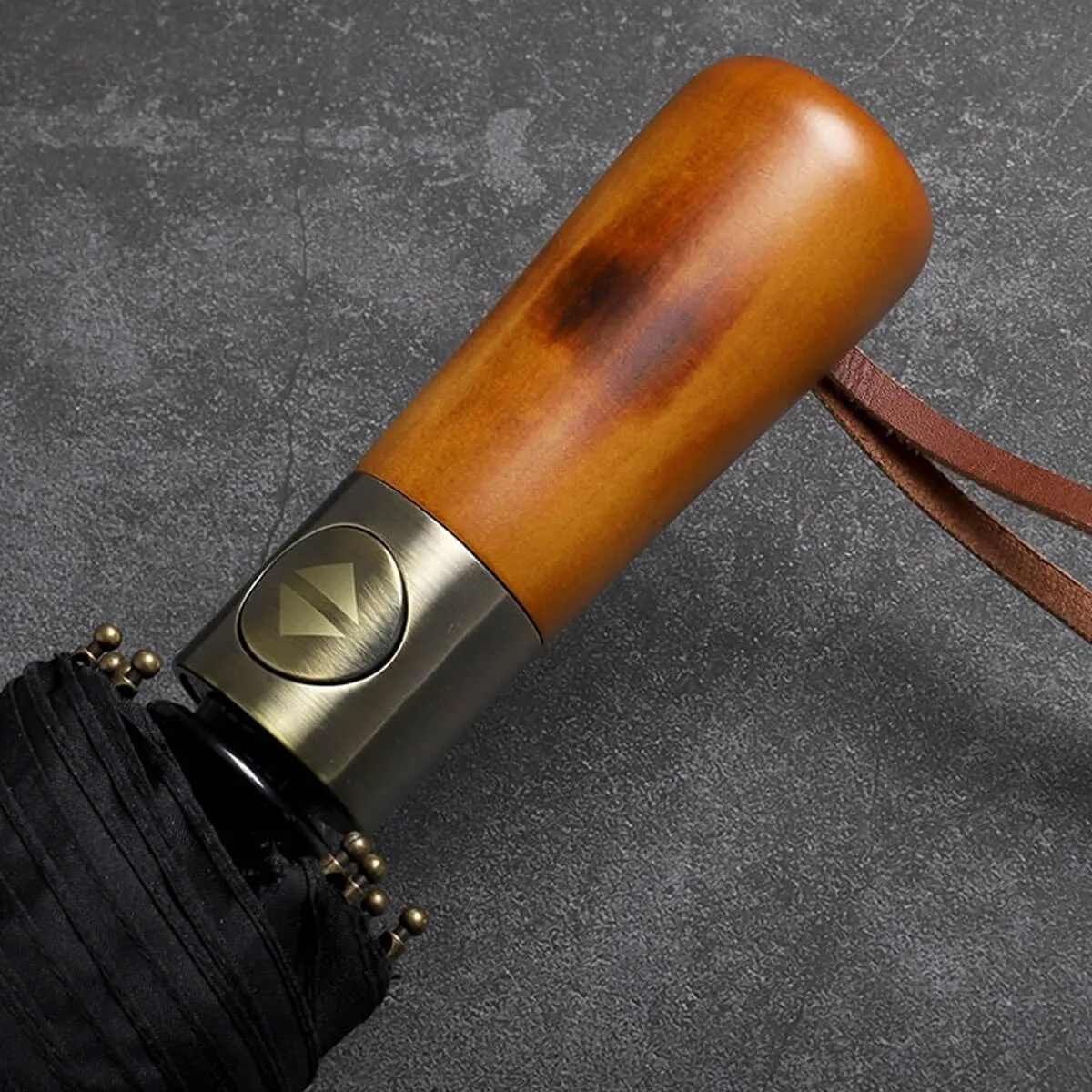 Automatic Folding Umbrella - Elegant Wooden Handle