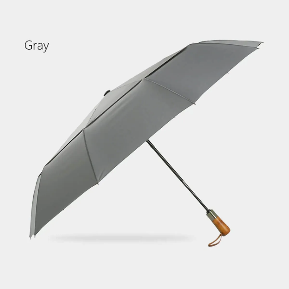 Automatic Folding Umbrella - Elegant Wooden Handle