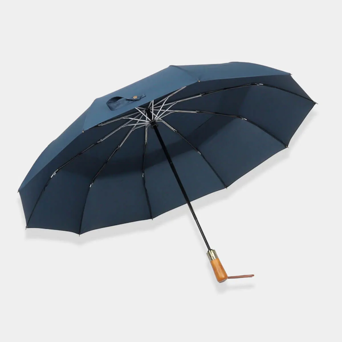 Automatic Folding Umbrella - Elegant Wooden Handle