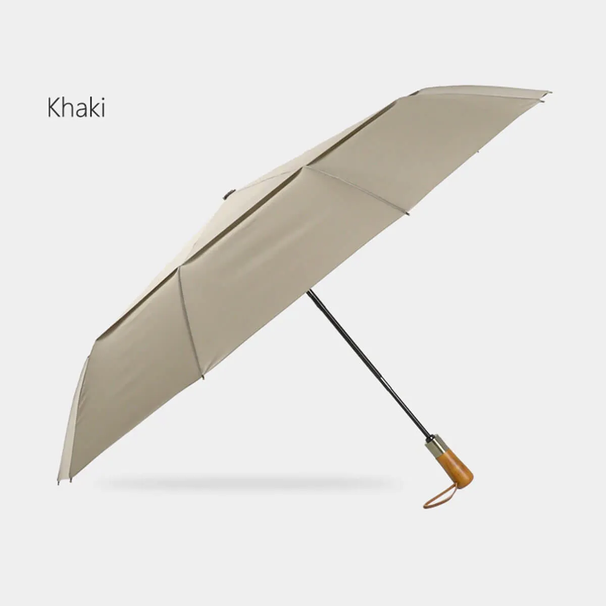 Automatic Folding Umbrella - Elegant Wooden Handle