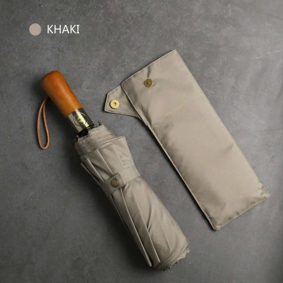 Automatic Folding Umbrella - Elegant Wooden Handle