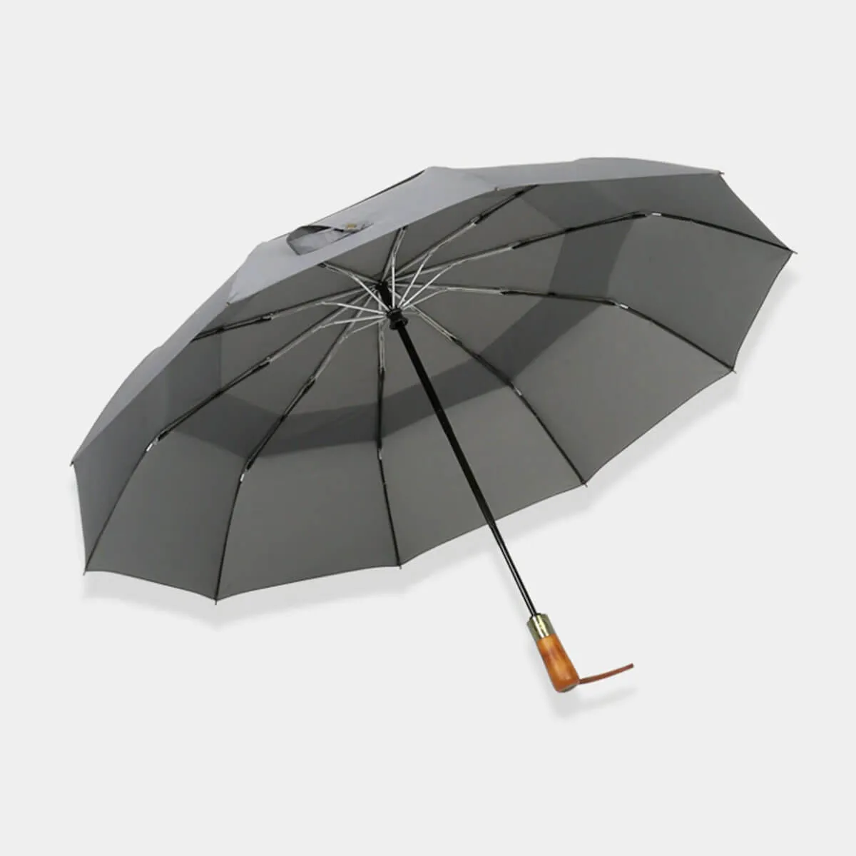 Automatic Folding Umbrella - Elegant Wooden Handle
