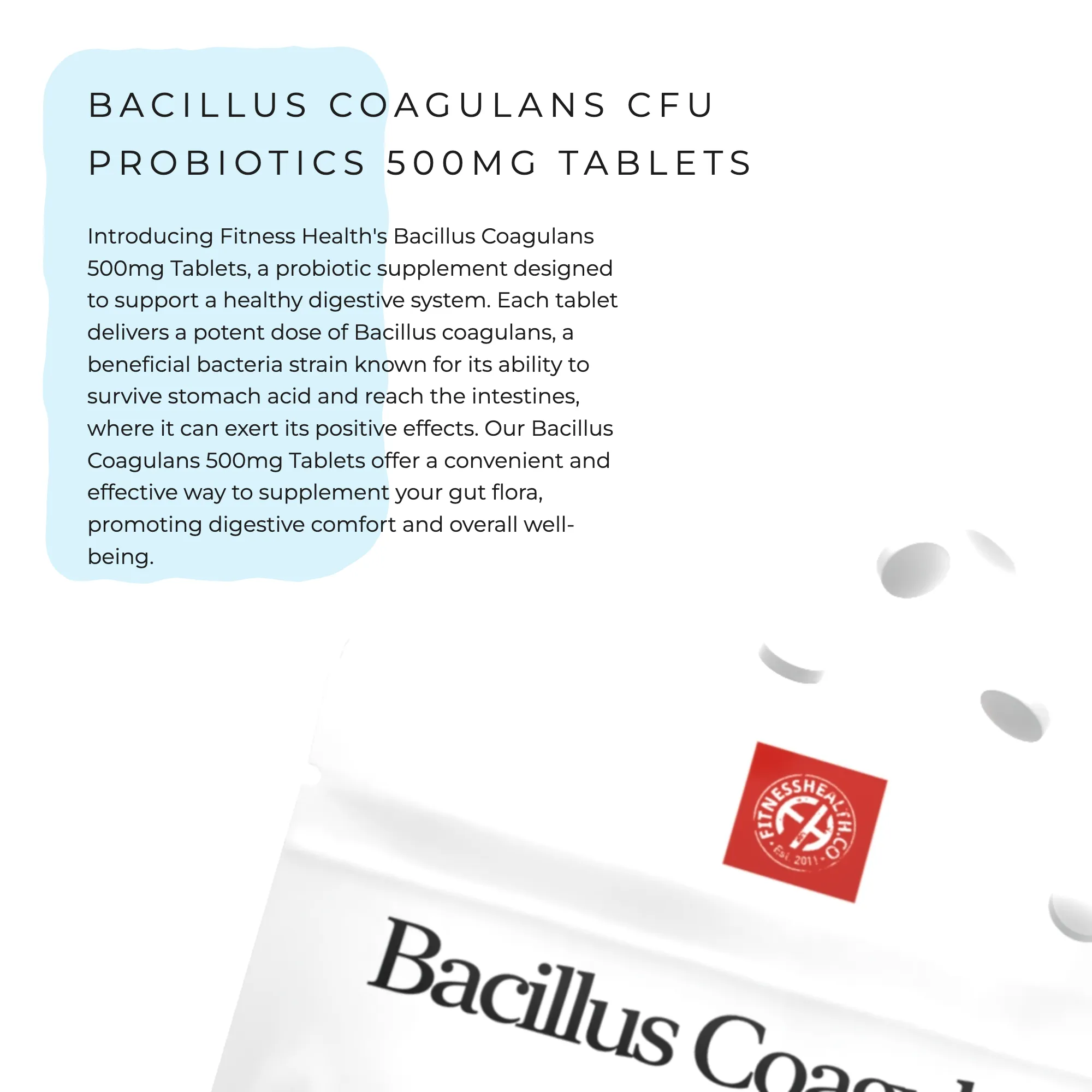 Bacillus Coagulans CFU Probiotics Tablets 500mg - 1 Year Supply - 25% DISCOUNT