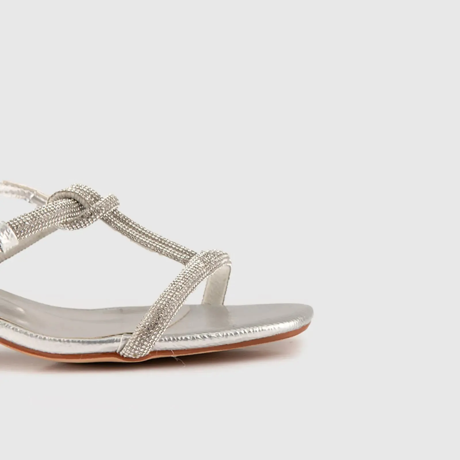 Block Heel Evening Sandal Silver 01613