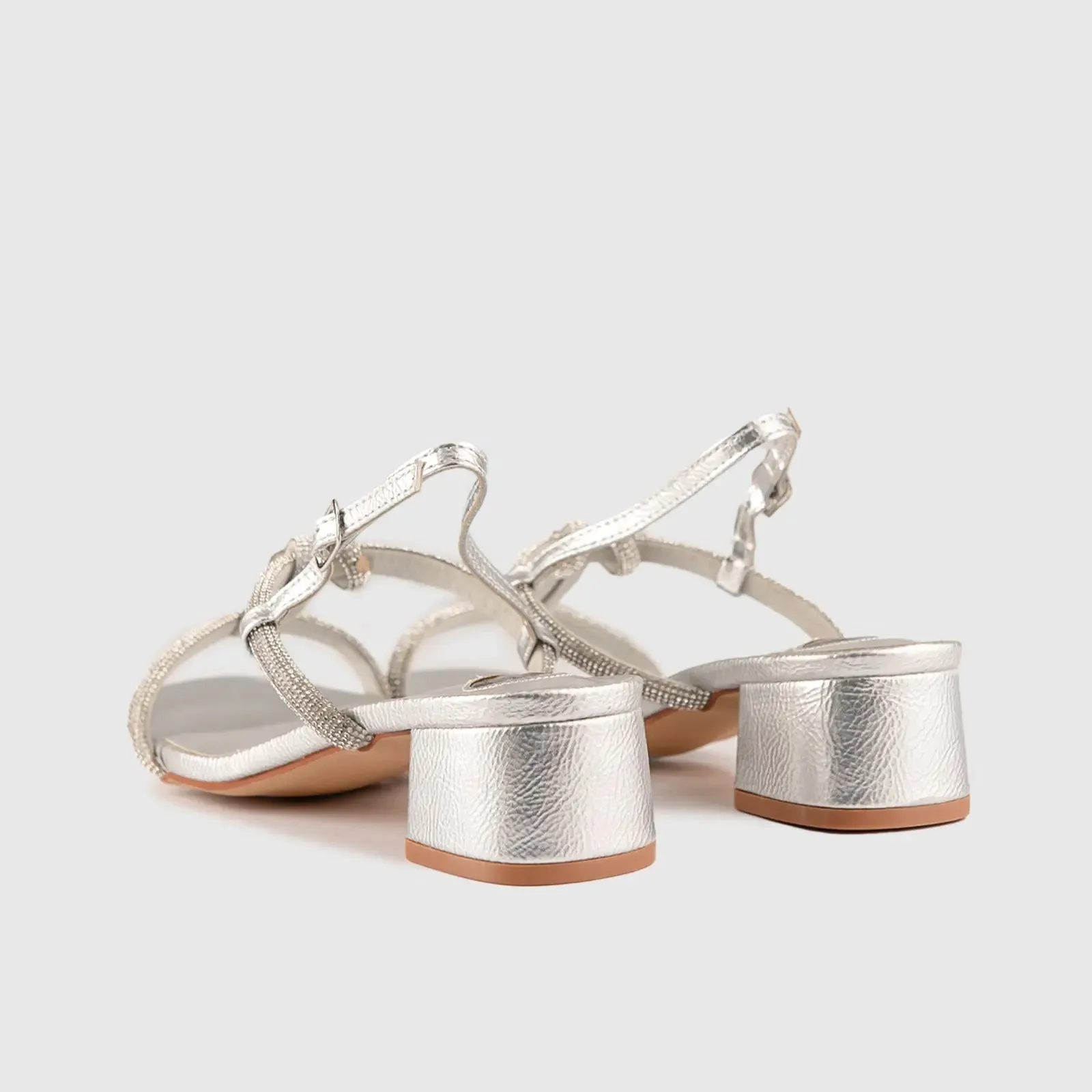 Block Heel Evening Sandal Silver 01613