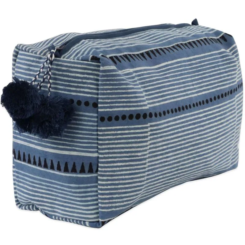 Blue Block Printed Toiletry Bag