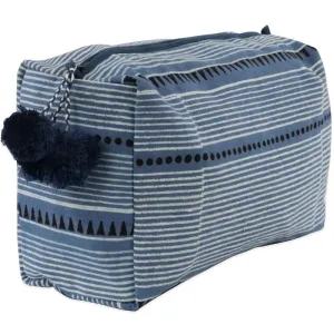 Blue Block Printed Toiletry Bag