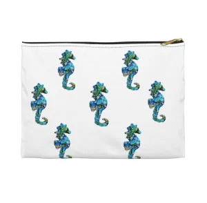 Blue Seahorses Original Art Accessory Bag