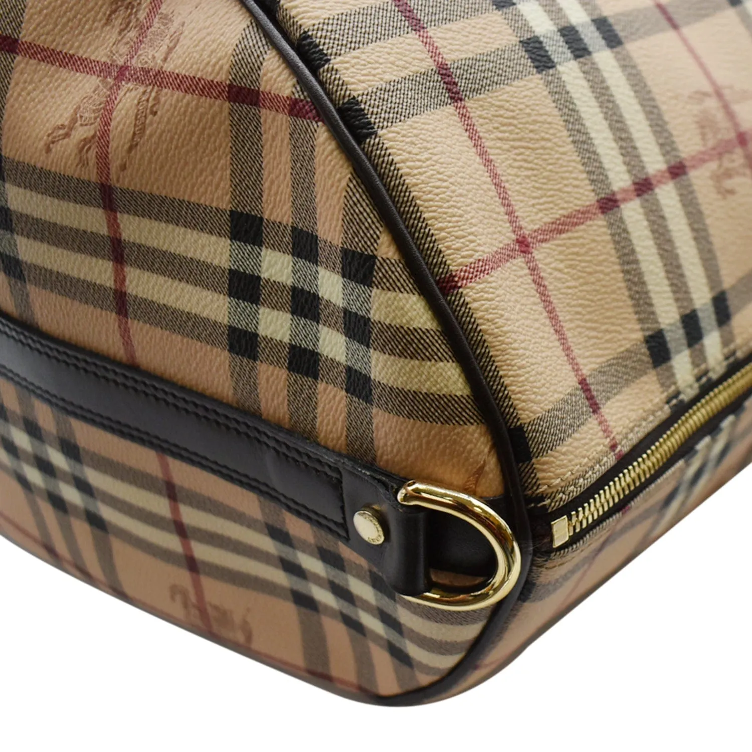 BURBERRY Haymarket Check Coated Canvas Travel Bag Beige