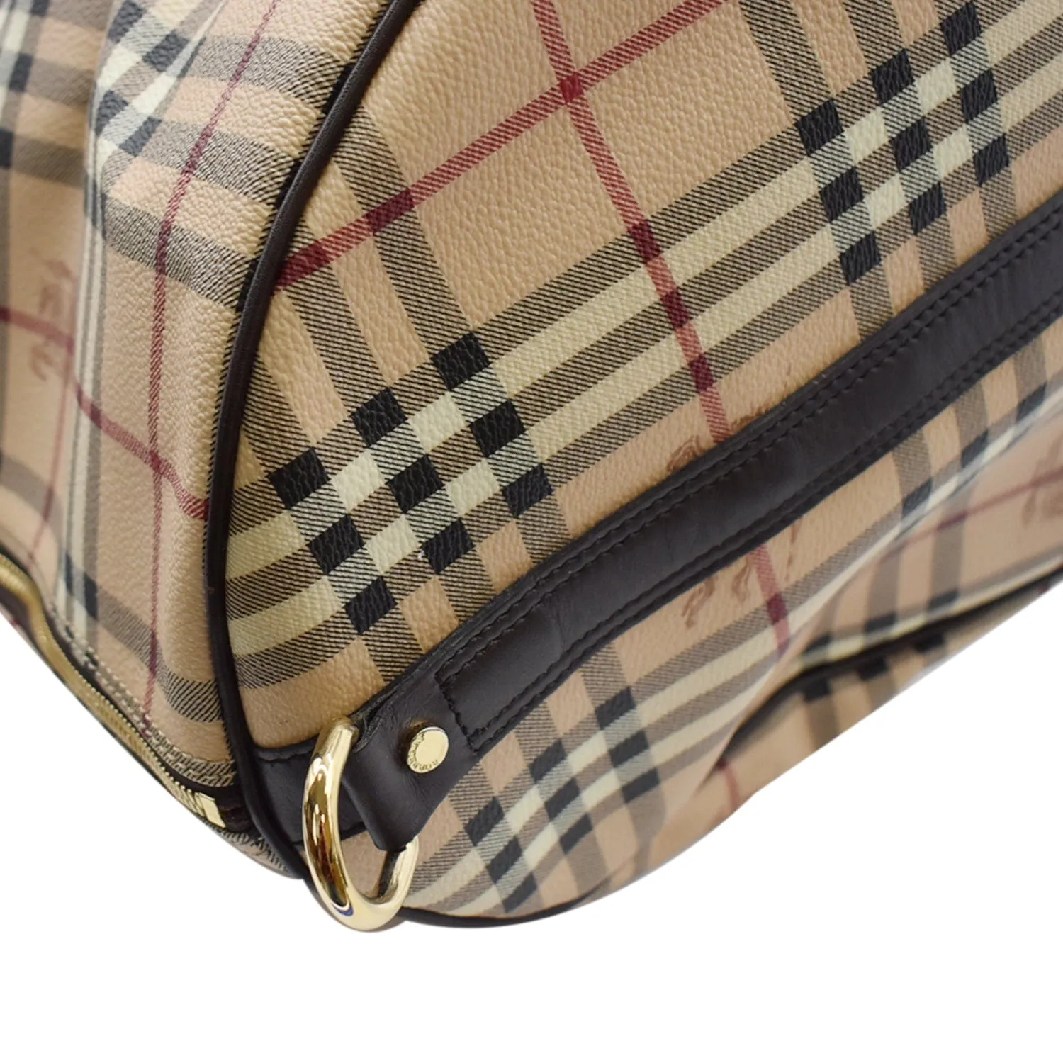 BURBERRY Haymarket Check Coated Canvas Travel Bag Beige