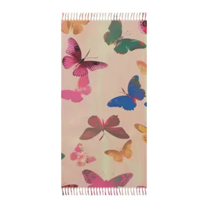 Butterfly Dreamscape Pink Beach Towel