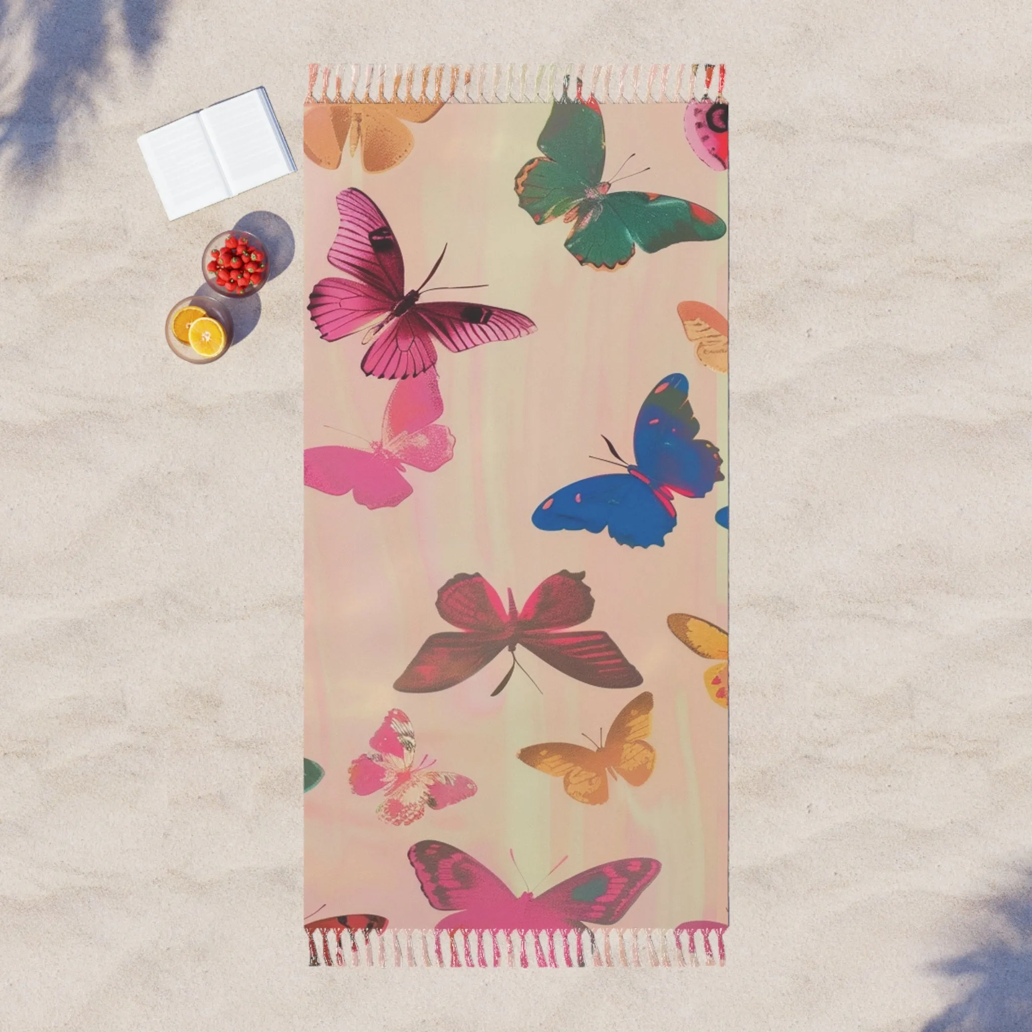 Butterfly Dreamscape Pink Beach Towel
