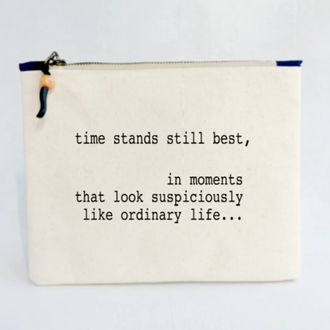Canvas zip bag painted small - time stands still best