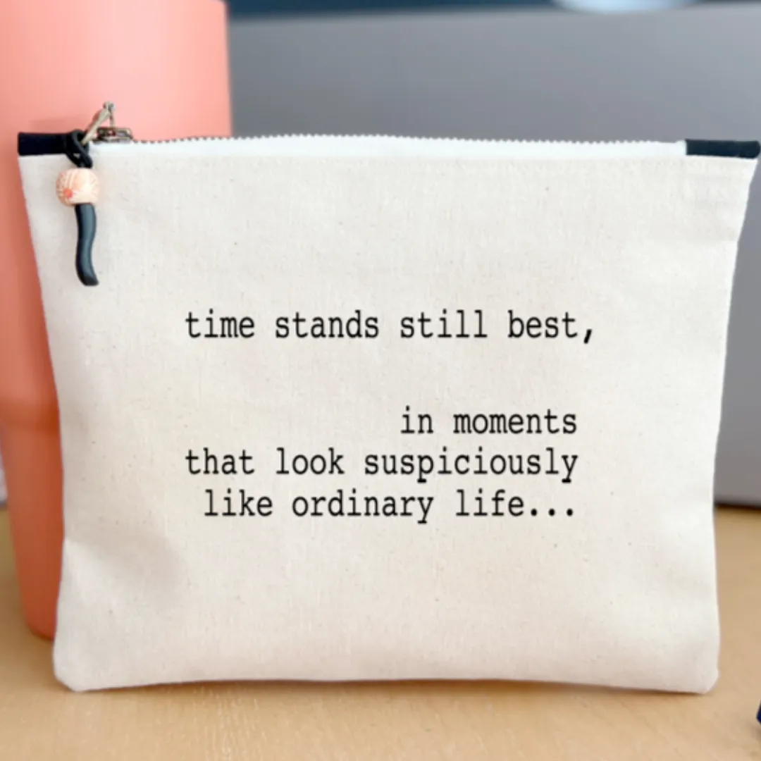 Canvas zip bag painted small - time stands still best