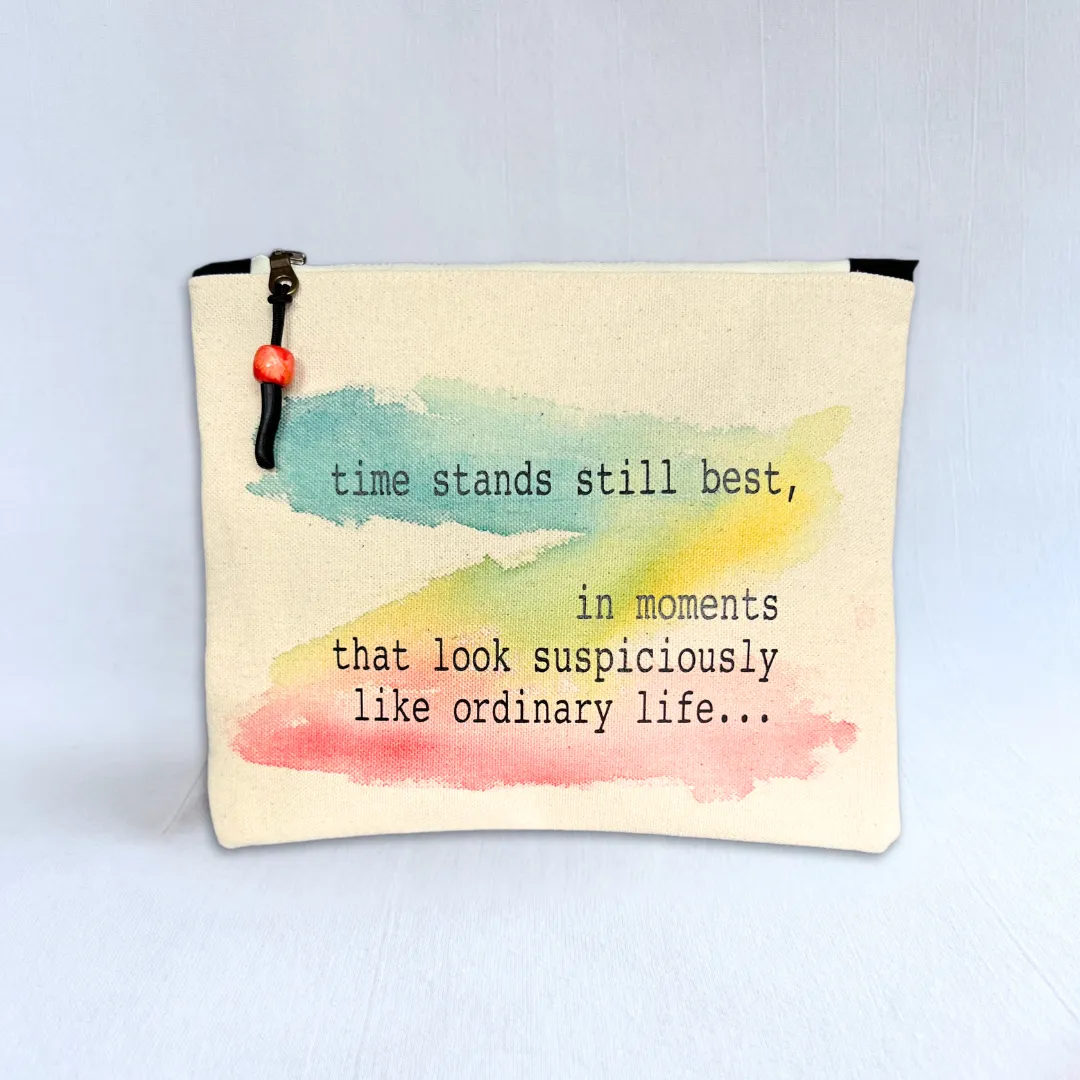 Canvas zip bag painted small - time stands still best