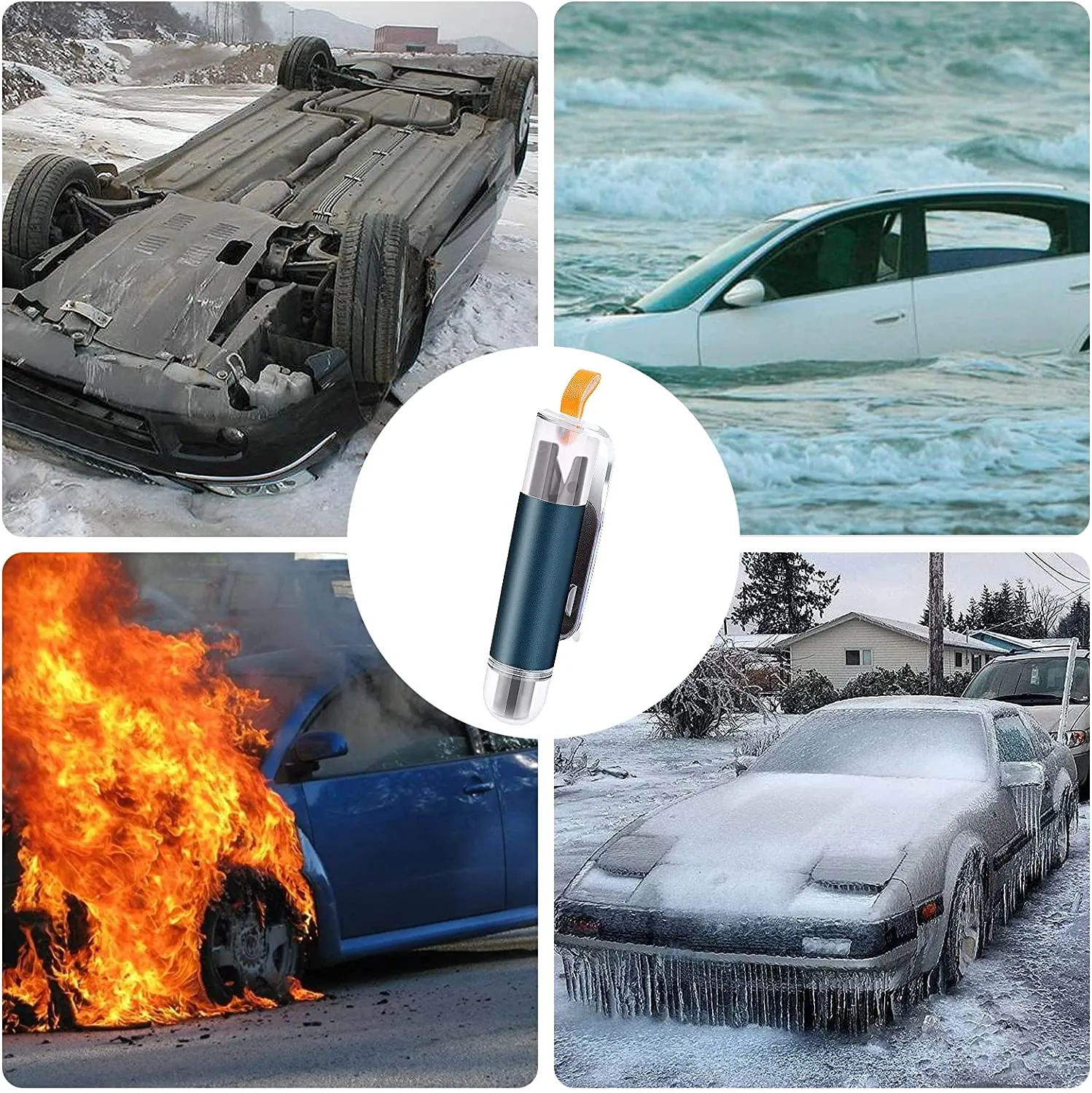 Car Emergency Window Breaker Seat Belt Cutter and Glass Breaker Car Safety Hammer Escape Tool Window Breaker Keychain Car Safety Tools 2pcs Car Accessories