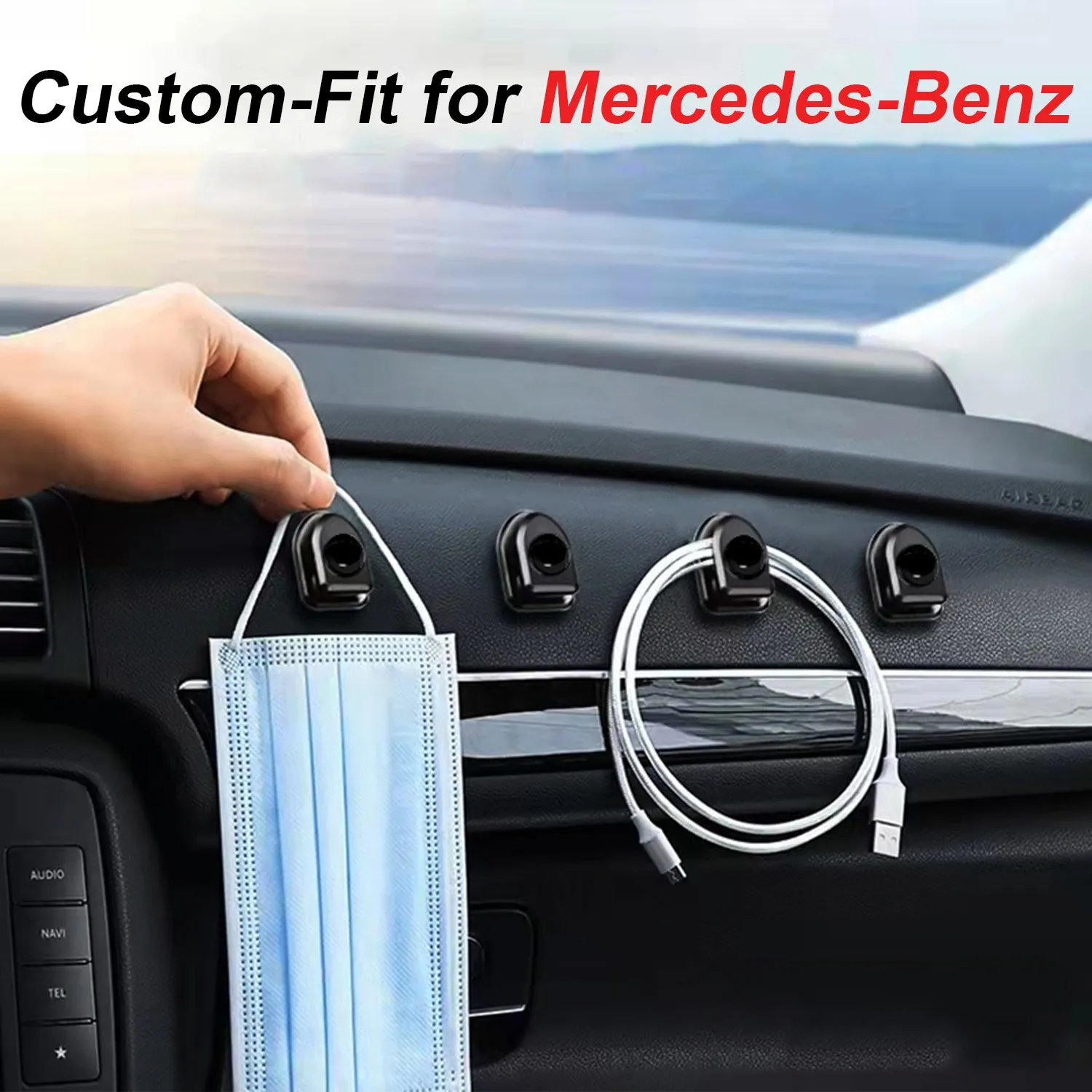 Car Mini Black Hook for Mask Car Hooks for Dashboard Backseat Car Hanger Organizer Storage Hooks for Keys Purse Earphone Charging Cable Adhesive Hooks Wall Hanging Hooks - Set of 4