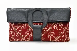 Casablanca Foldover Clutch - Burgundy woven Fabric