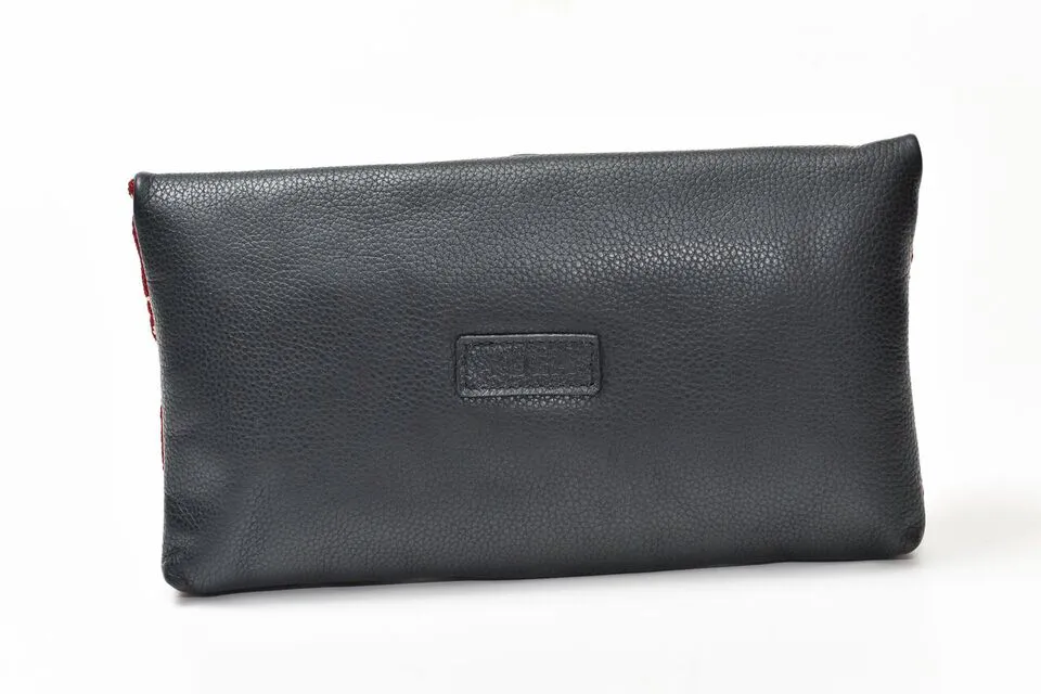 Casablanca Foldover Clutch - Burgundy woven Fabric