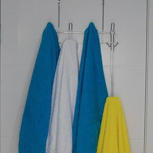 Catenus Strong Heavy Duty Chrome Plated Over The Door Hook Hanger with an Optional Removable Extension Hook for Extra Length - Hang Your Towels, Clothes, Coats, Hats and Bags at 3 Heights