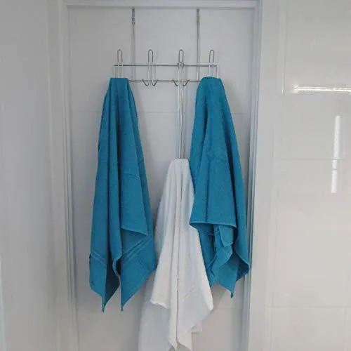 Catenus Strong Heavy Duty Chrome Plated Over The Door Hook Hanger with an Optional Removable Extension Hook for Extra Length - Hang Your Towels, Clothes, Coats, Hats and Bags at 3 Heights