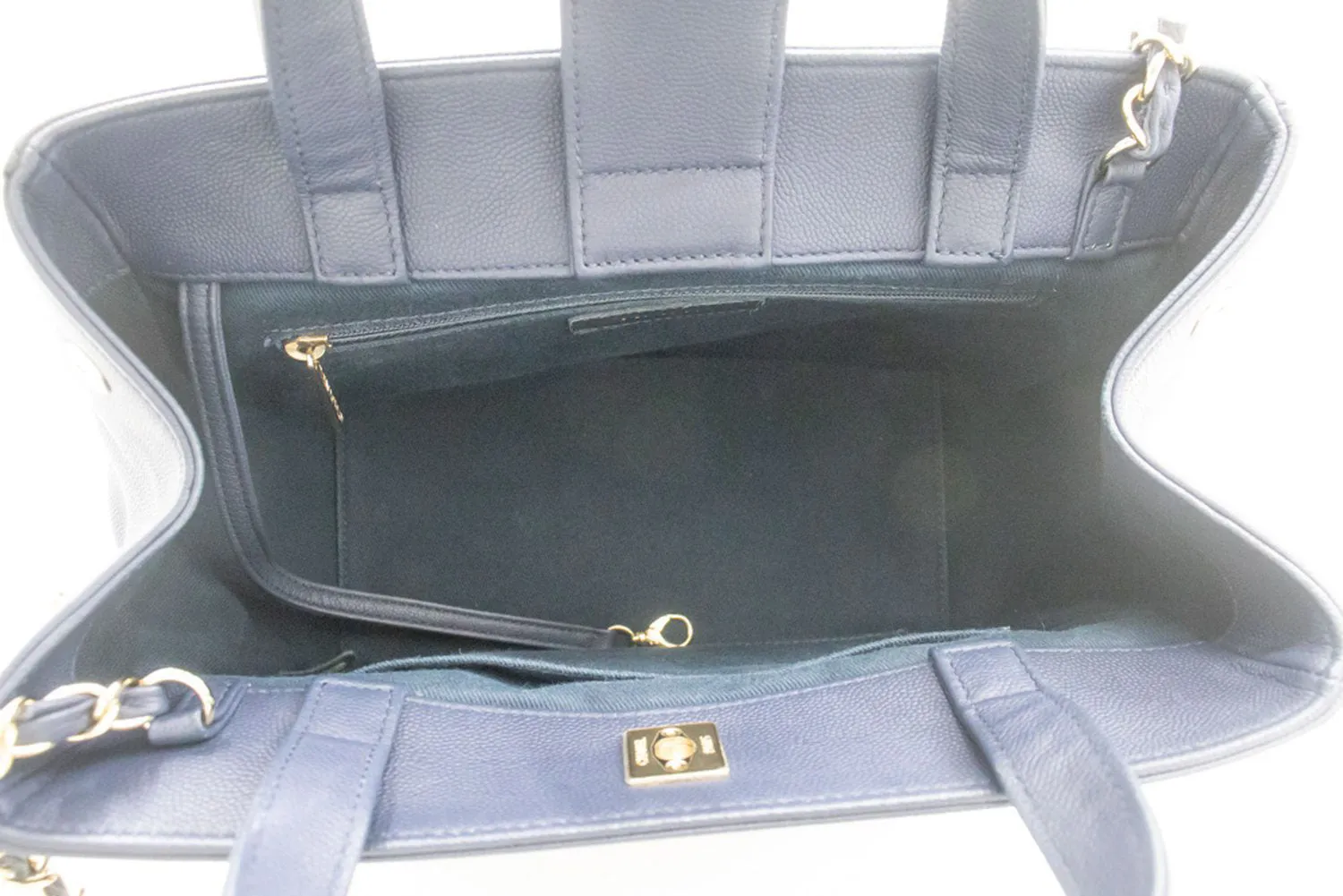 CHANEL Navy Grained Calfskin Leather Shoulder Bag Handbag Quilted p44