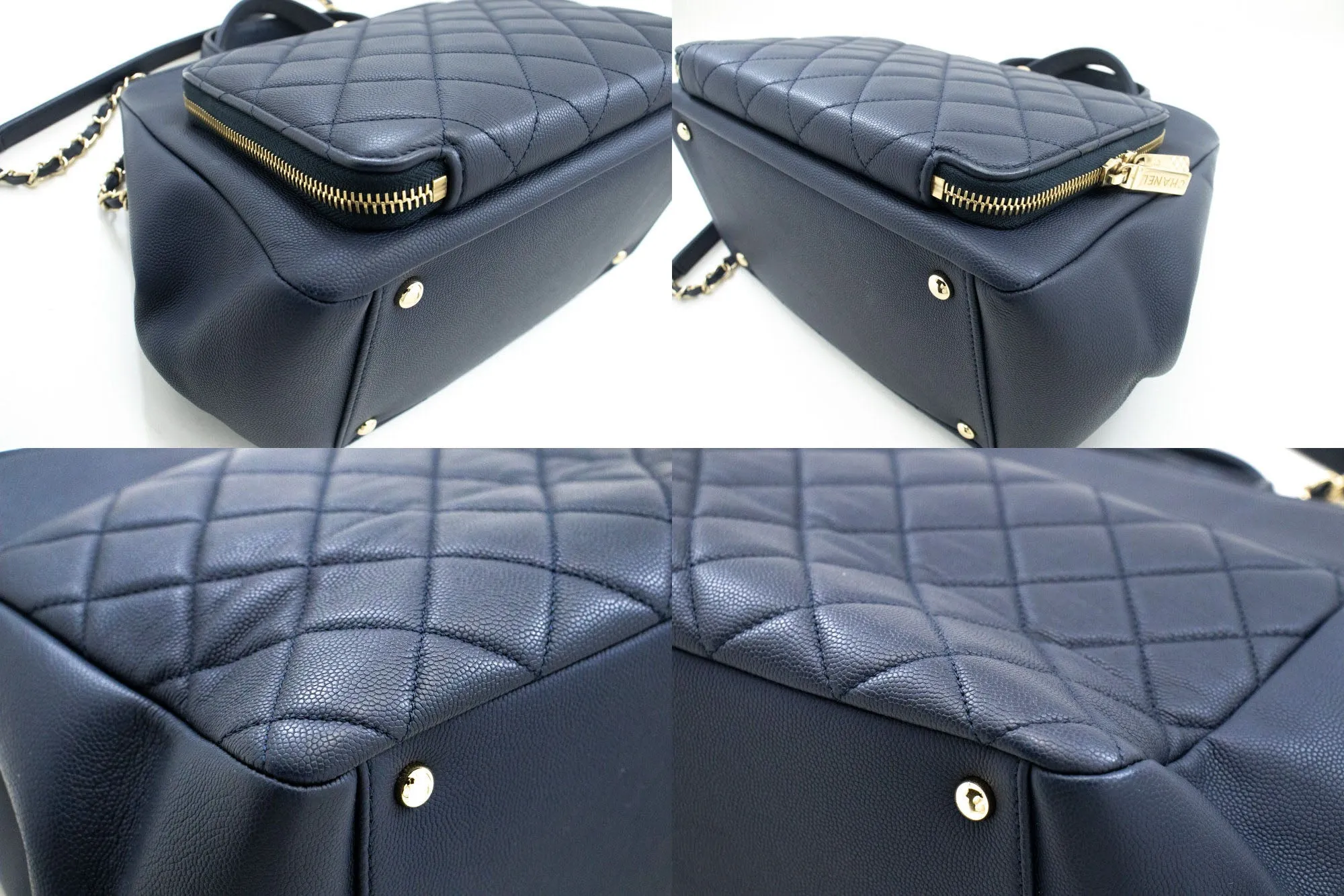CHANEL Navy Grained Calfskin Leather Shoulder Bag Handbag Quilted p44