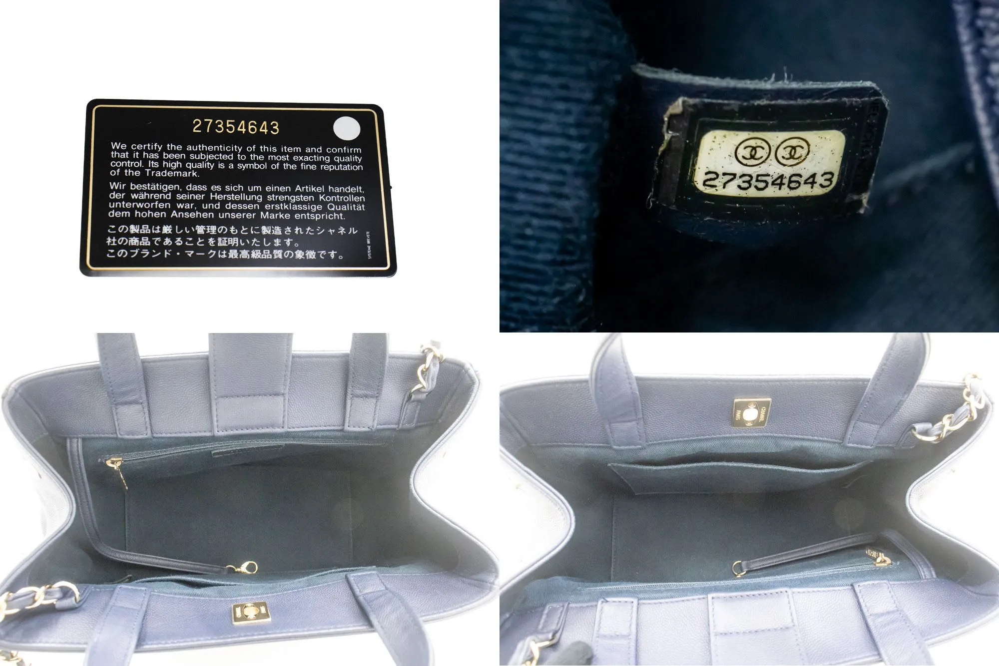 CHANEL Navy Grained Calfskin Leather Shoulder Bag Handbag Quilted p44