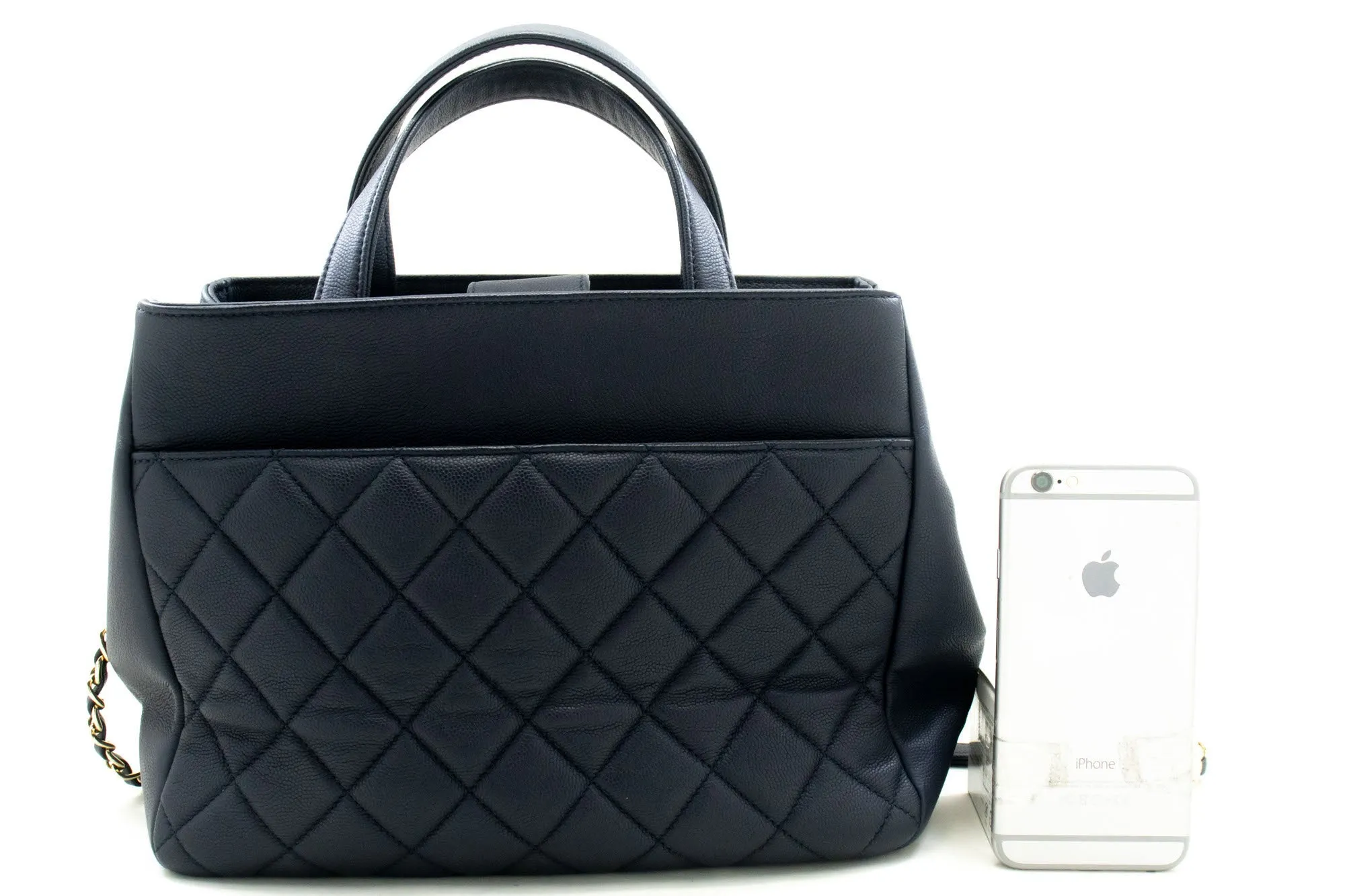 CHANEL Navy Grained Calfskin Leather Shoulder Bag Handbag Quilted p44