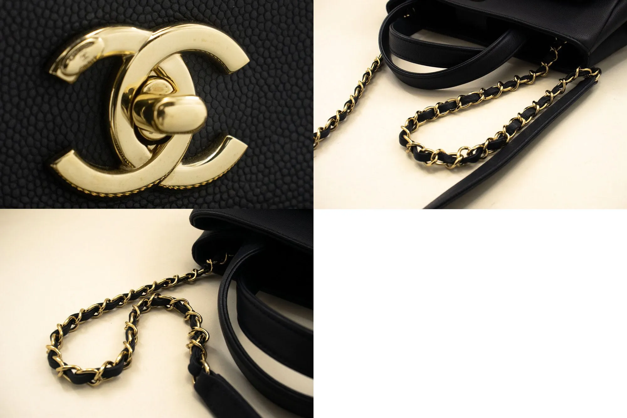 CHANEL Navy Grained Calfskin Leather Shoulder Bag Handbag Quilted p44