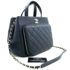 CHANEL Navy Grained Calfskin Leather Shoulder Bag Handbag Quilted p44