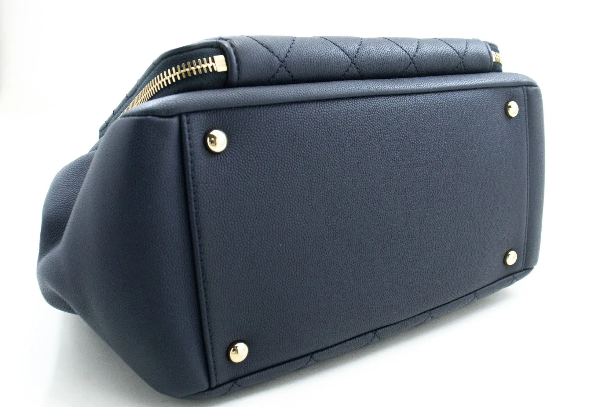 CHANEL Navy Grained Calfskin Leather Shoulder Bag Handbag Quilted p44
