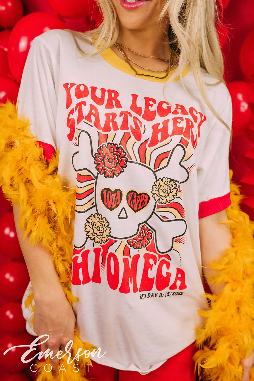 Chi Omega Bid Day Your Legacy Starts Here Ringer Tee