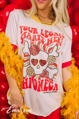 Chi Omega Bid Day Your Legacy Starts Here Ringer Tee