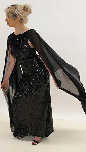 Chic Black sequin Wing Gown