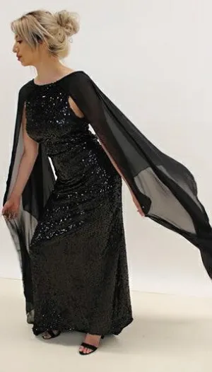 Chic Black sequin Wing Gown