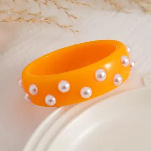 Chic Colorful Pearl Resin Bangle Bracelet