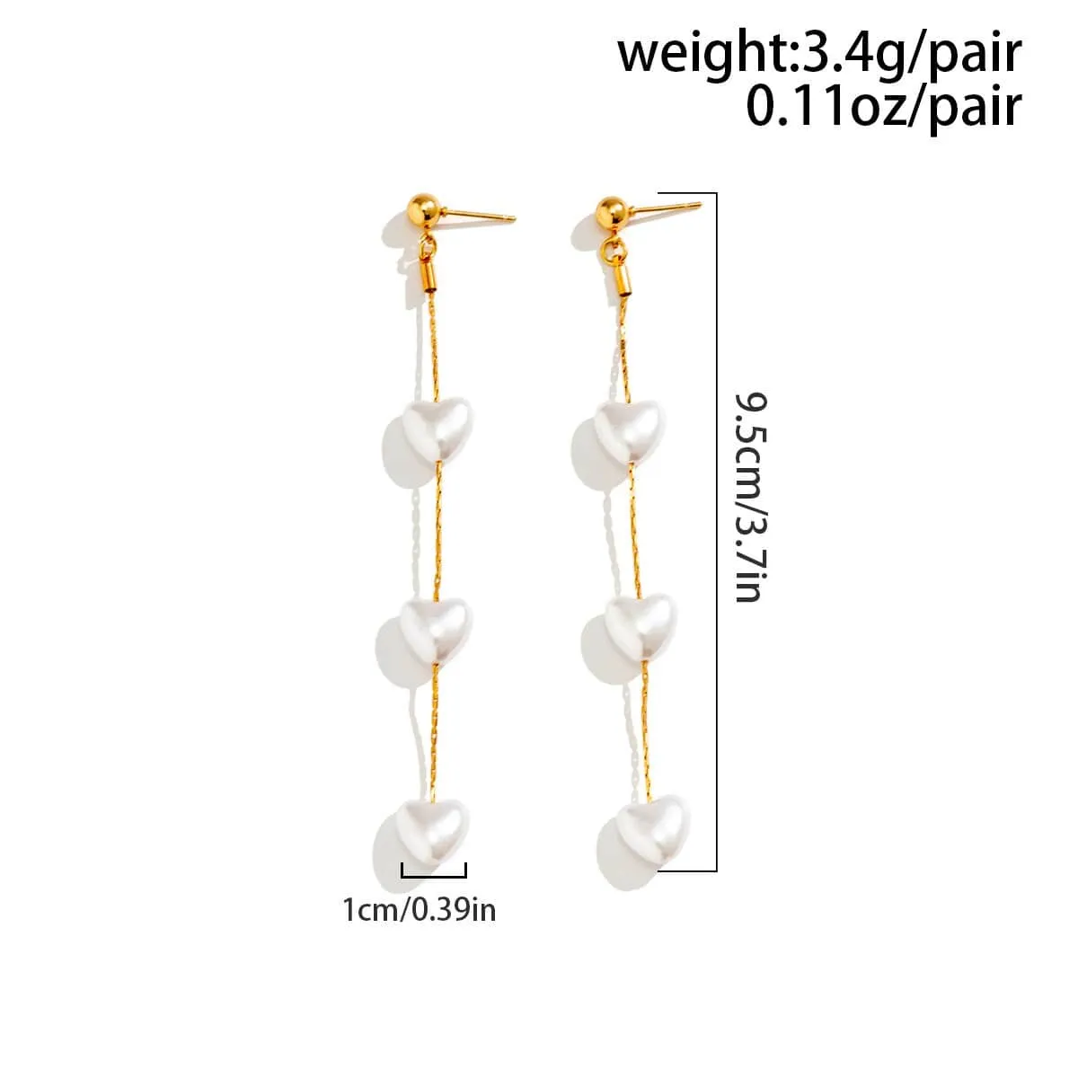 Chic Dangling Heart Pearl Chain Earrings