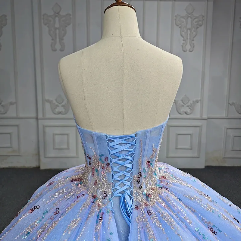 Chic Strapless Sweep Train Evening Dresses Sweetheart Lace Up Prom Dresses