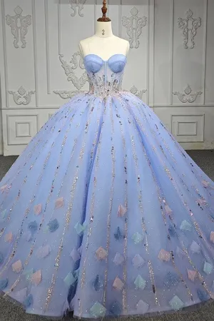 Chic Strapless Sweep Train Evening Dresses Sweetheart Lace Up Prom Dresses