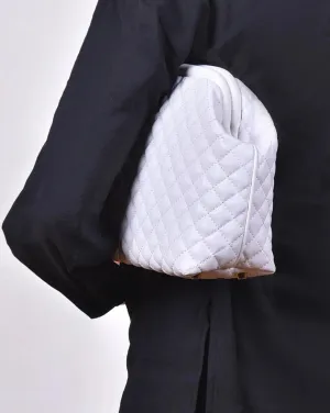 Chic White Quilted Clutch Handbag