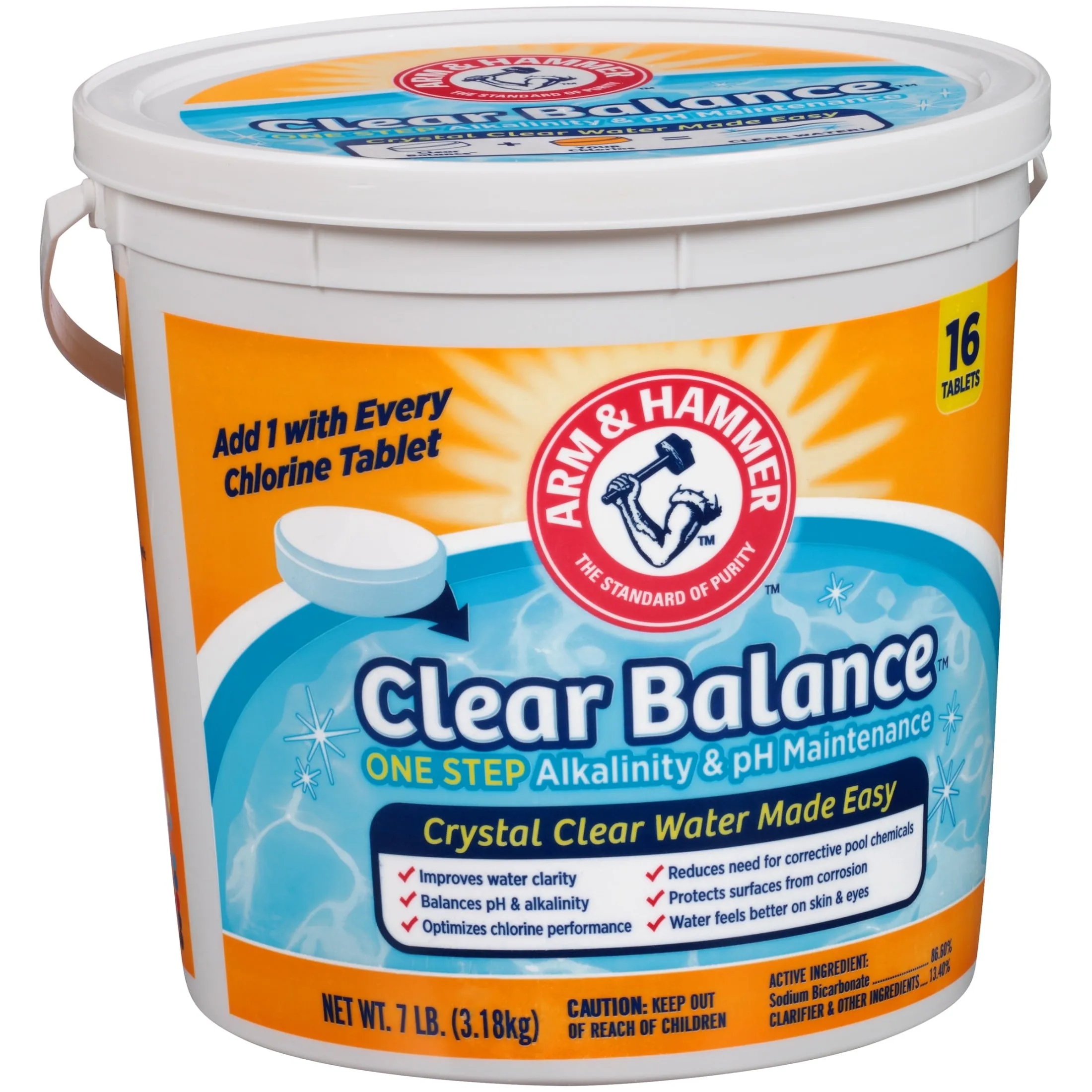 Clear Balance Swimming Pool Alkalinity & Ph Maintenance Tablets, White, 1 Pack, 16 Count